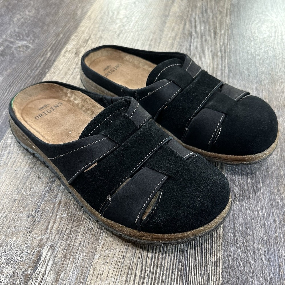 Earth Origins® Women's "Essential Ellery" Black Suede Mule Size 7.5 W - EUC